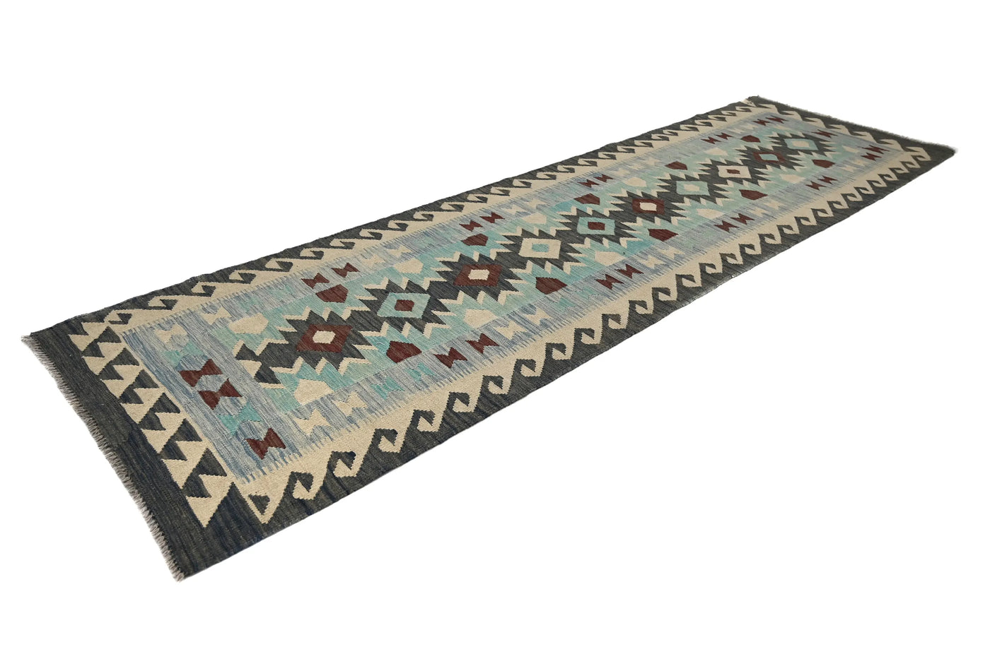 Maimana Kilim Afghan Runner Rug – Pewter Pinnacle