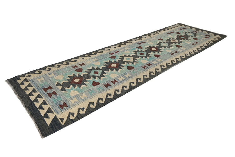 Maimana Kilim Afghan Rug – Pewter Pinnacle