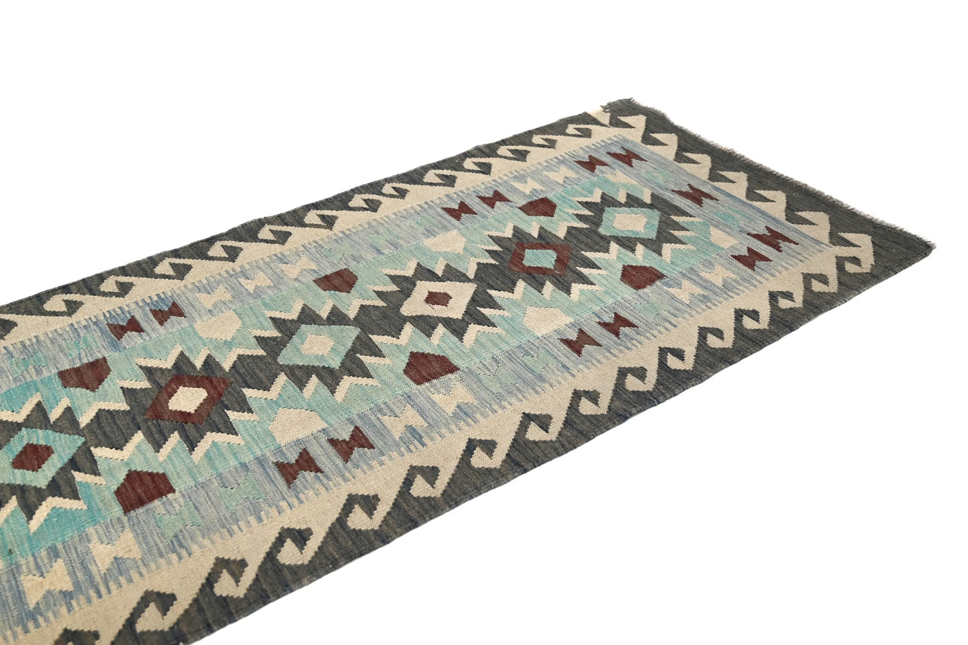 Maimana Kilim Afghan Runner Rug – Pewter Pinnacle