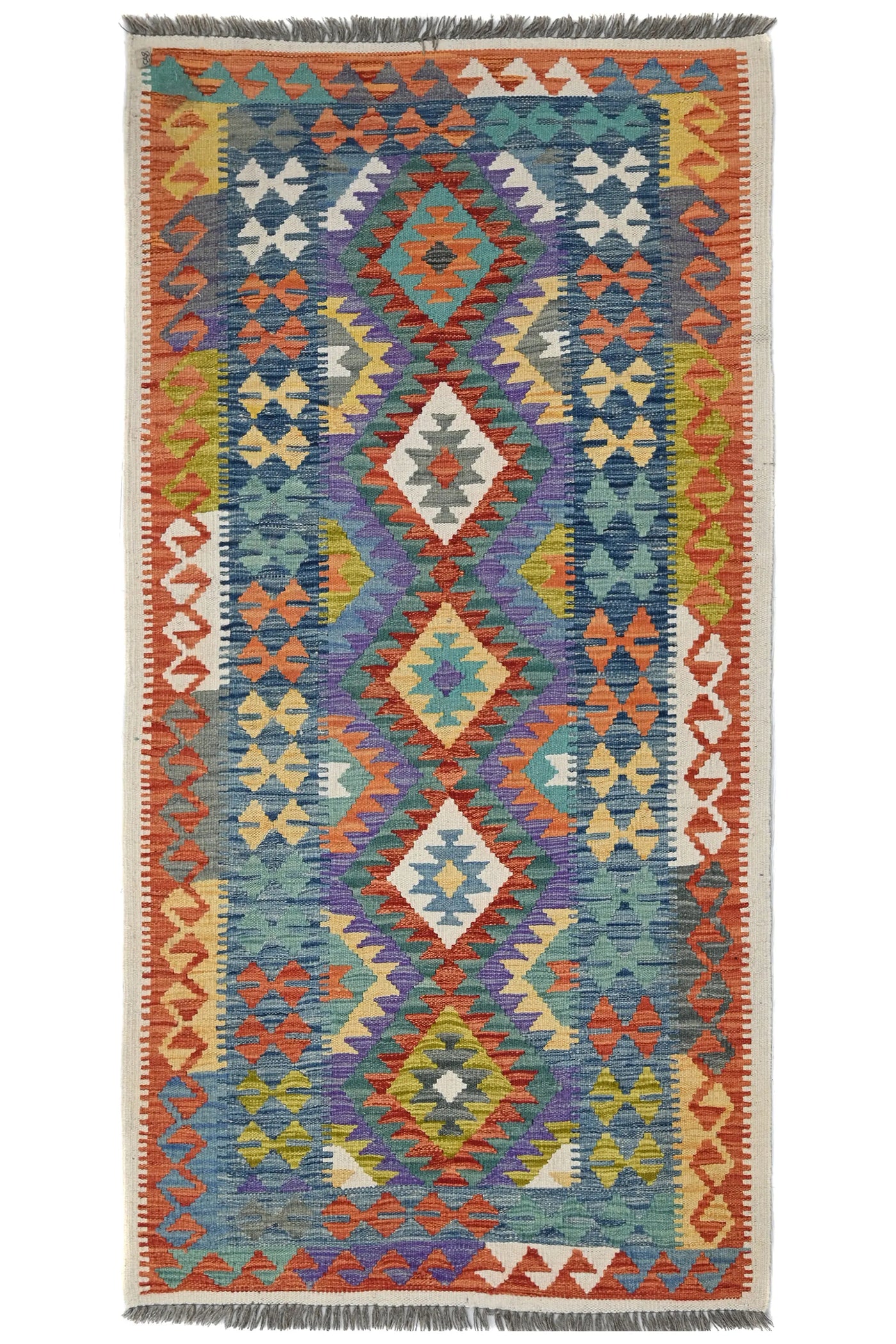 Maimana Kilim Afghan Runner Rug – Cobalt Prism