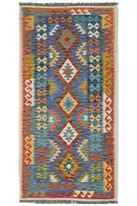 Maimana Kilim Afghan Rug – Cobalt Prism