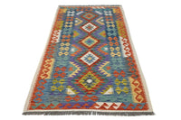 Maimana Kilim Afghan Rug – Cobalt Prism
