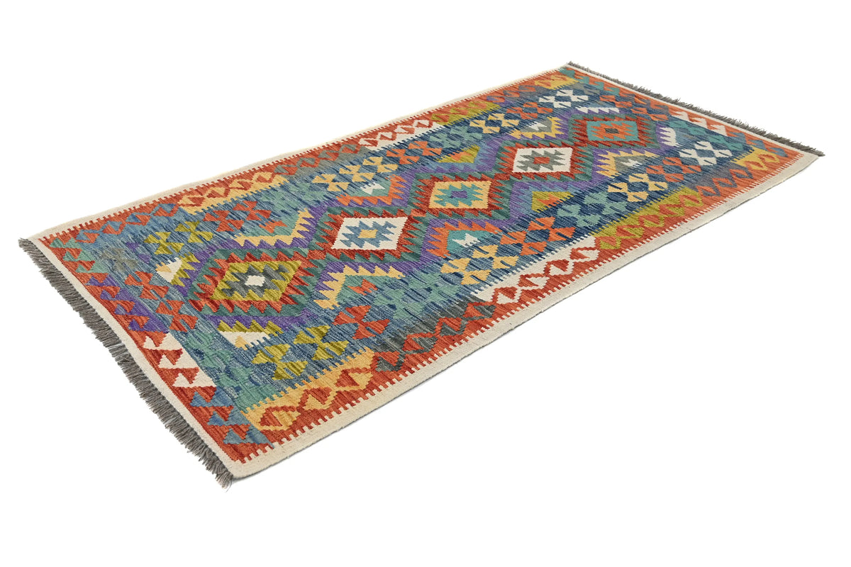 Maimana Kilim Afghan Runner Rug – Cobalt Prism
