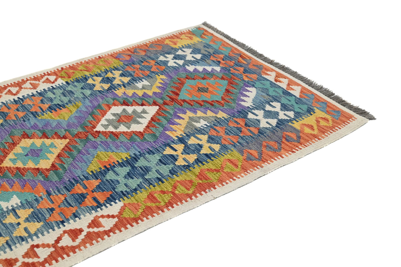 Maimana Kilim Afghan Runner Rug – Cobalt Prism