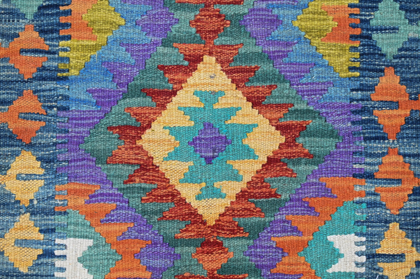 Maimana Kilim Afghan Runner Rug – Cobalt Prism