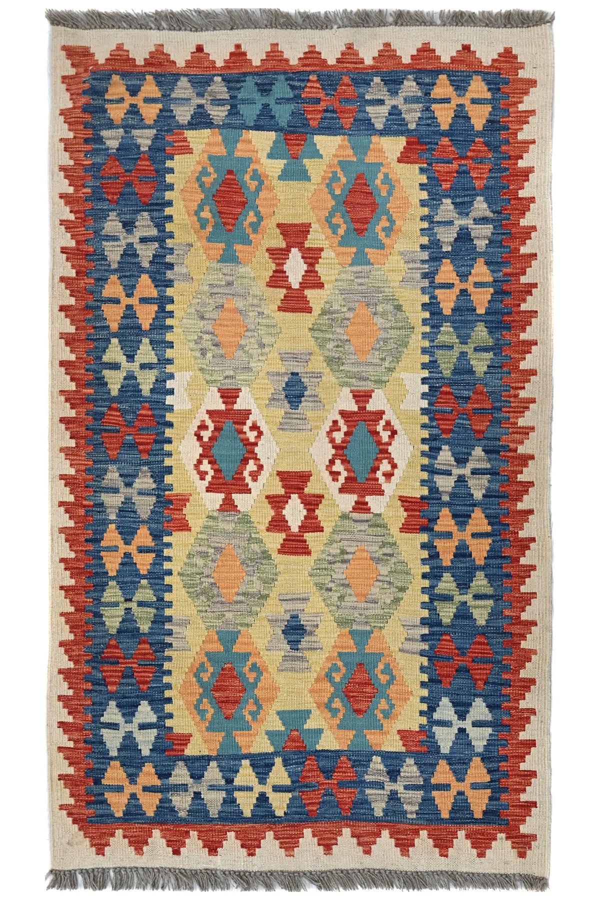 Maimana Kilim Afghan Runner Rug – Cerulean Grid