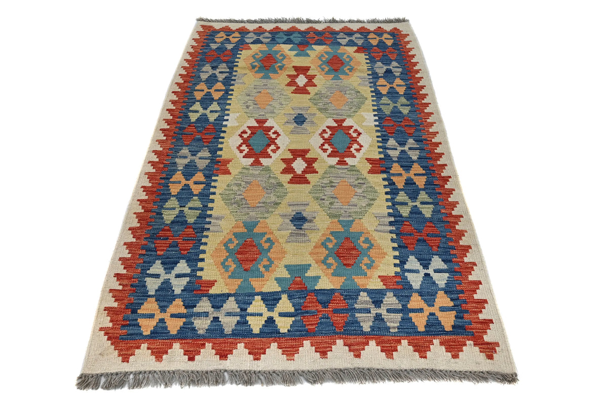 Maimana Kilim Afghan Runner Rug – Cerulean Grid
