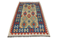 Maimana Kilim Afghan Rug – Cerulean Grid