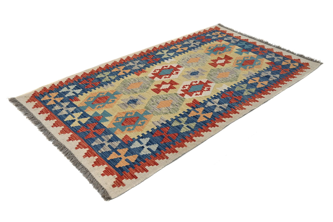 Maimana Kilim Afghan Runner Rug – Cerulean Grid