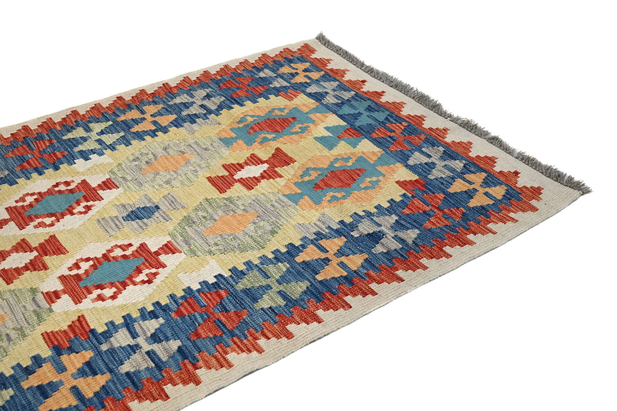 Maimana Kilim Afghan Runner Rug – Cerulean Grid