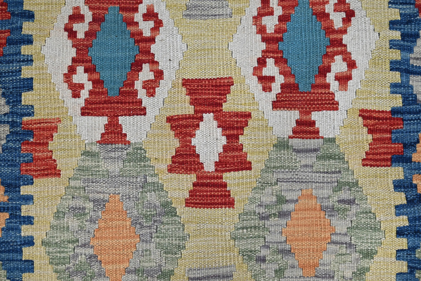 Maimana Kilim Afghan Runner Rug – Cerulean Grid