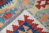 Maimana Kilim Afghan Rug – Cerulean Grid