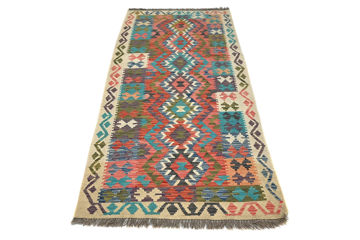 Maimana Kilim Afghan Runner Rug – Crimson Medley