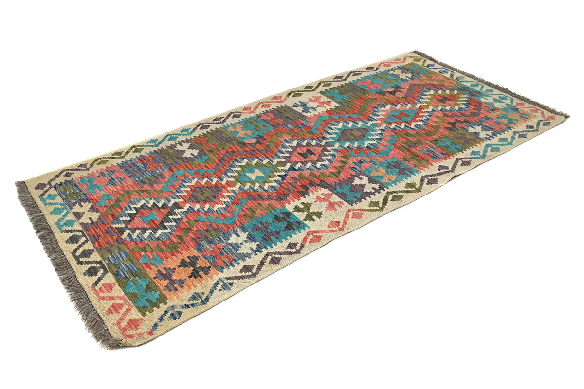 Maimana Kilim Afghan Runner Rug – Crimson Medley