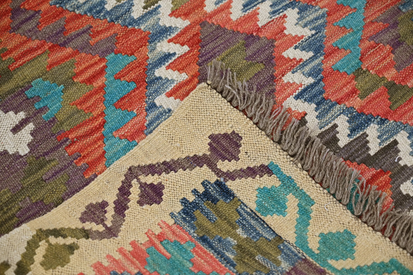 Maimana Kilim Afghan Runner Rug – Crimson Medley