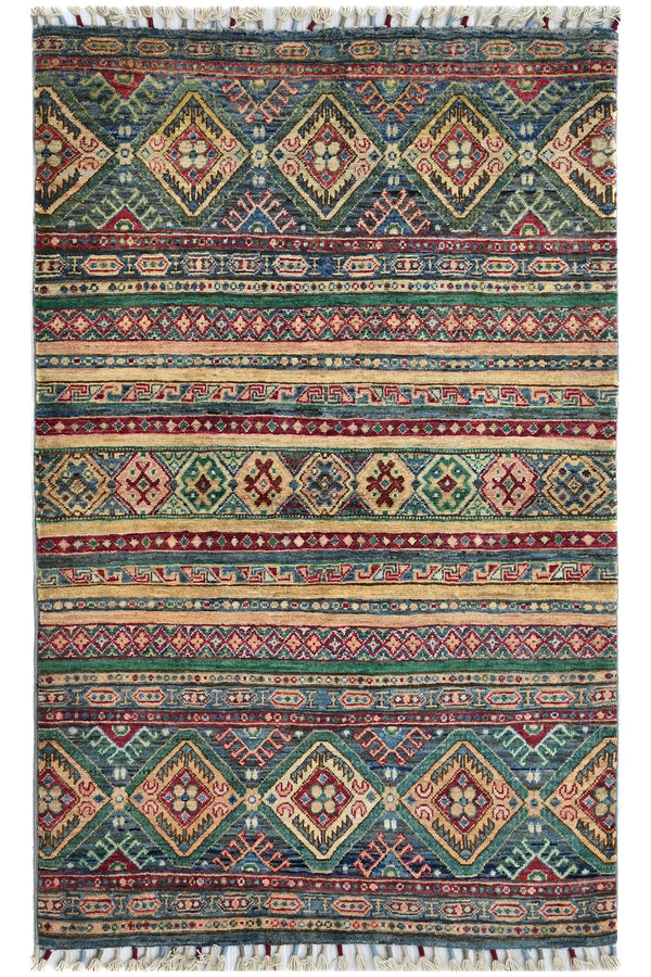 Khorjin Afghan Rug – Verdant Horizon