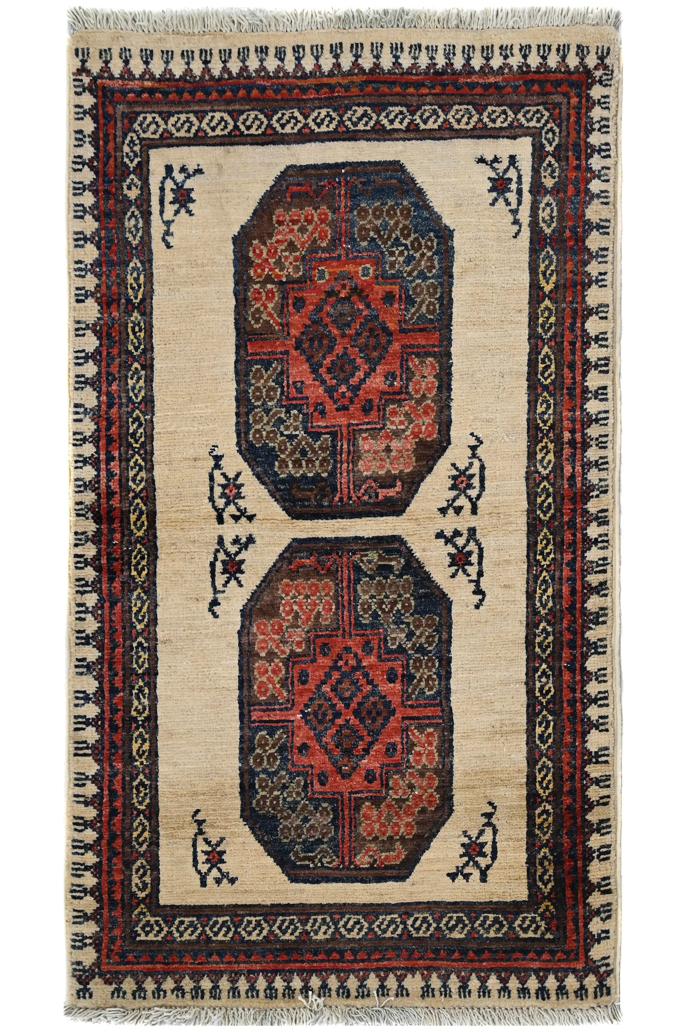 Khorjin Afghan Rug – Ivory Medallion