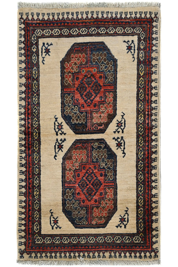 Khorjin Afghan Rug – Ivory Medallion