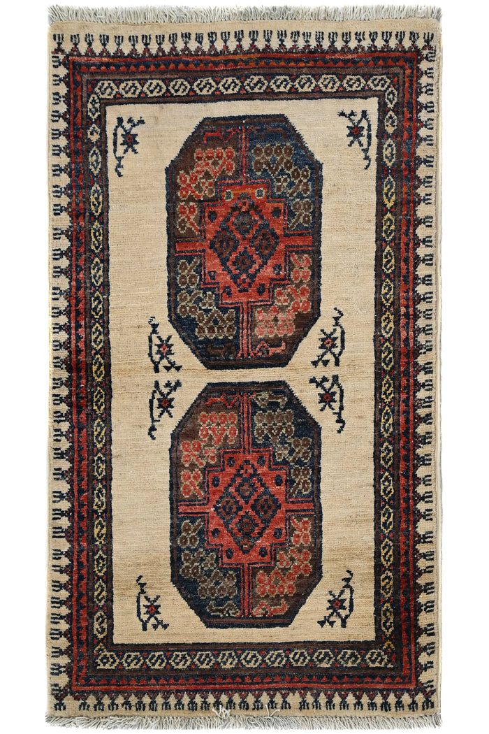Khorjin Afghan Rug – Ivory Medallion