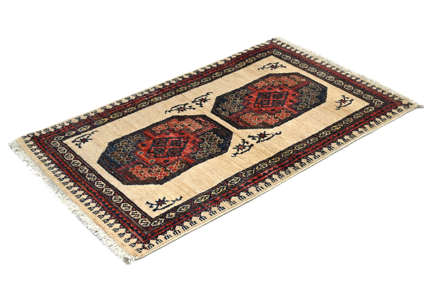 Khorjin Afghan Rug – Ivory Medallion