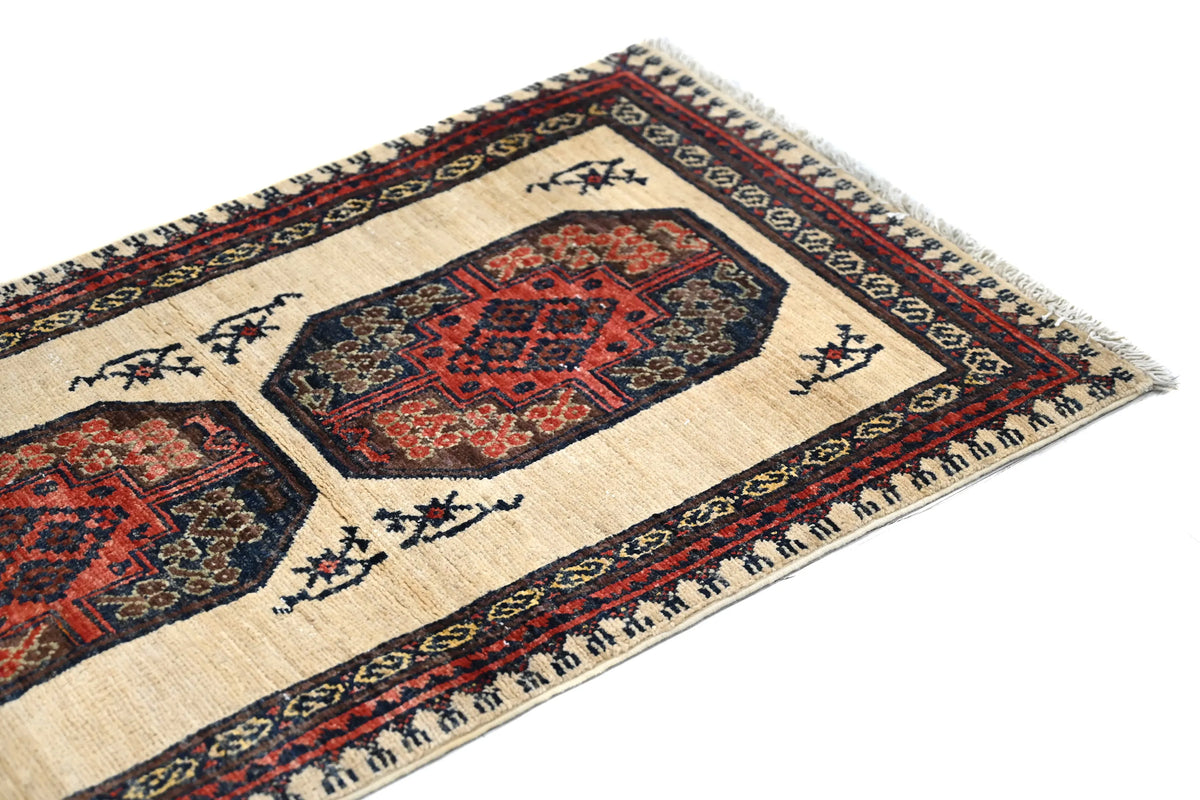 Khorjin Afghan Rug – Ivory Medallion