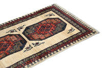 Khorjin Afghan Rug – Ivory Medallion