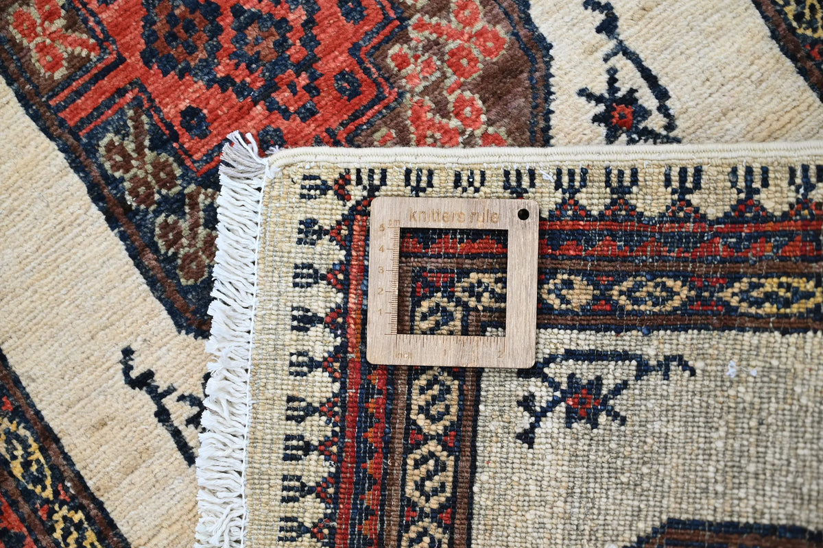 Khorjin Afghan Rug – Ivory Medallion