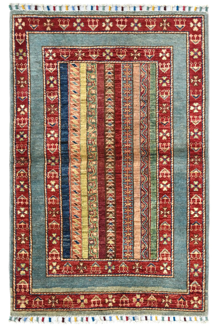 Khorjin Afghan Rug – Azure Vista