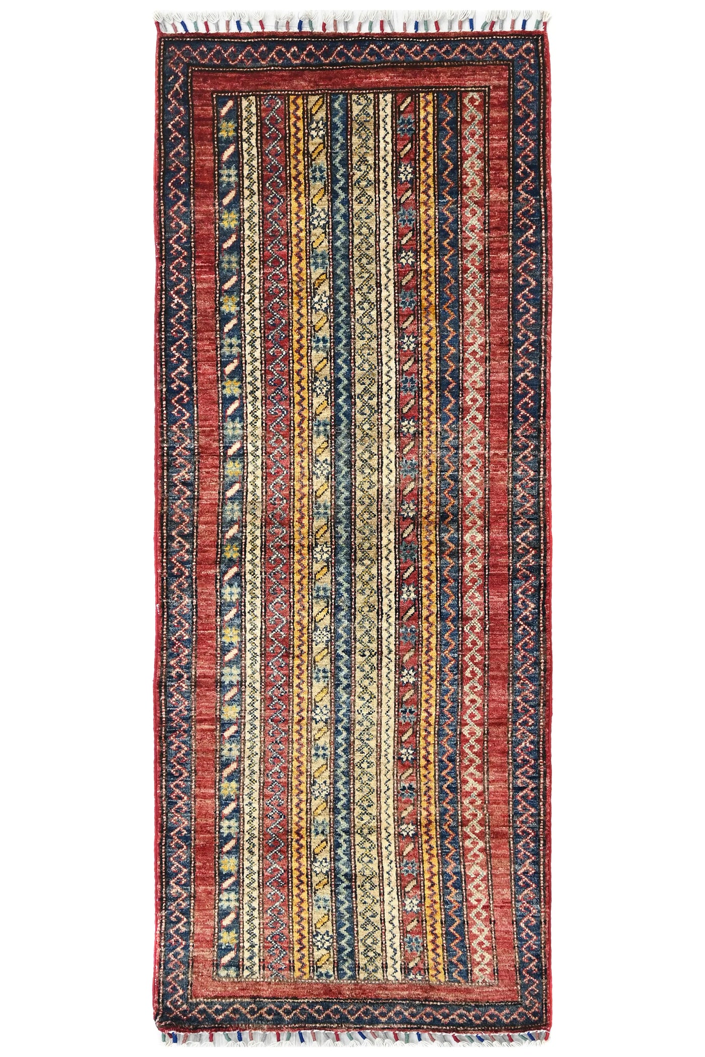 Khorjin Afghan Runner Rug – Crimson Pillar