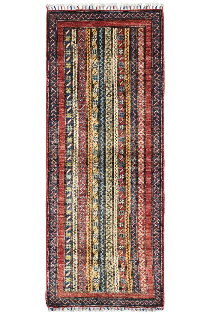 Khorjin Afghan Runner Rug – Crimson Pillar