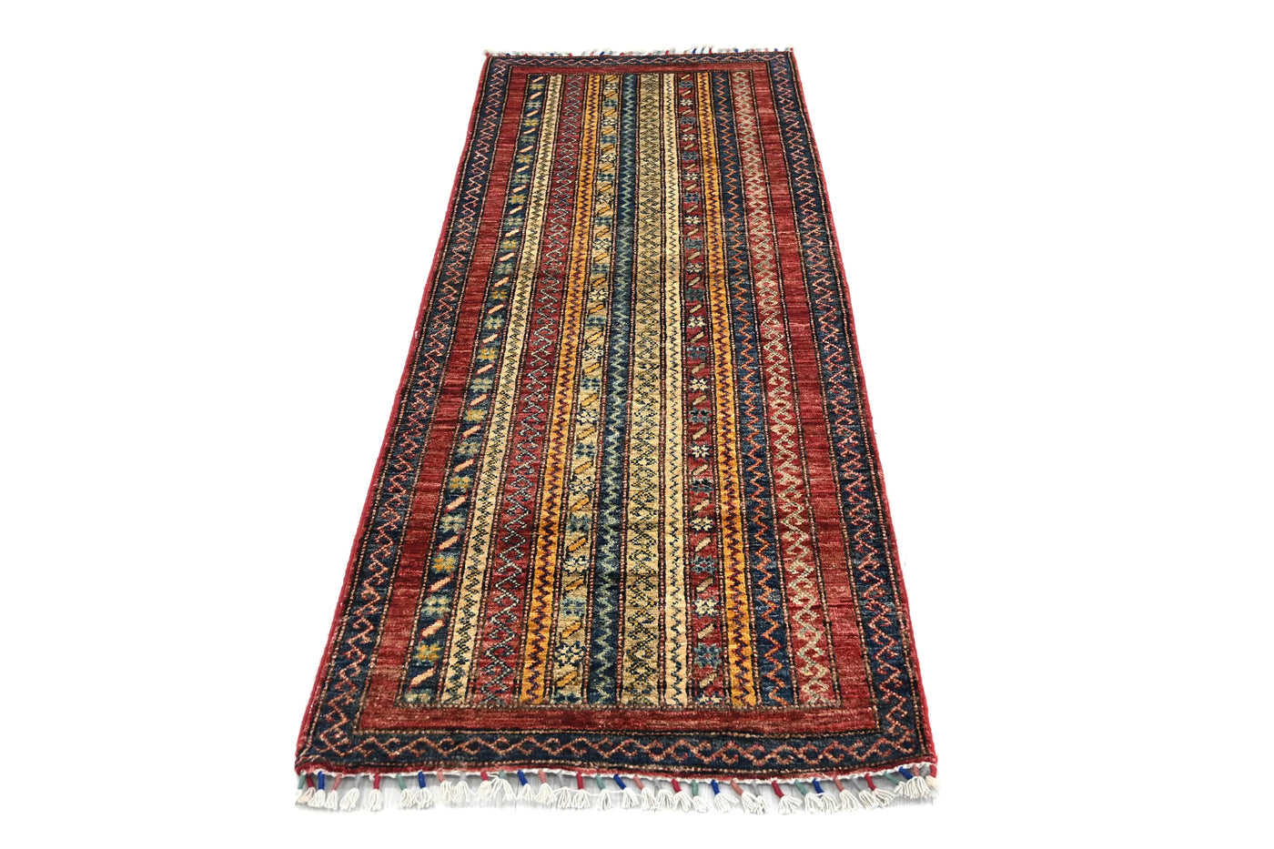 Khorjin Afghan Runner Rug – Crimson Pillar
