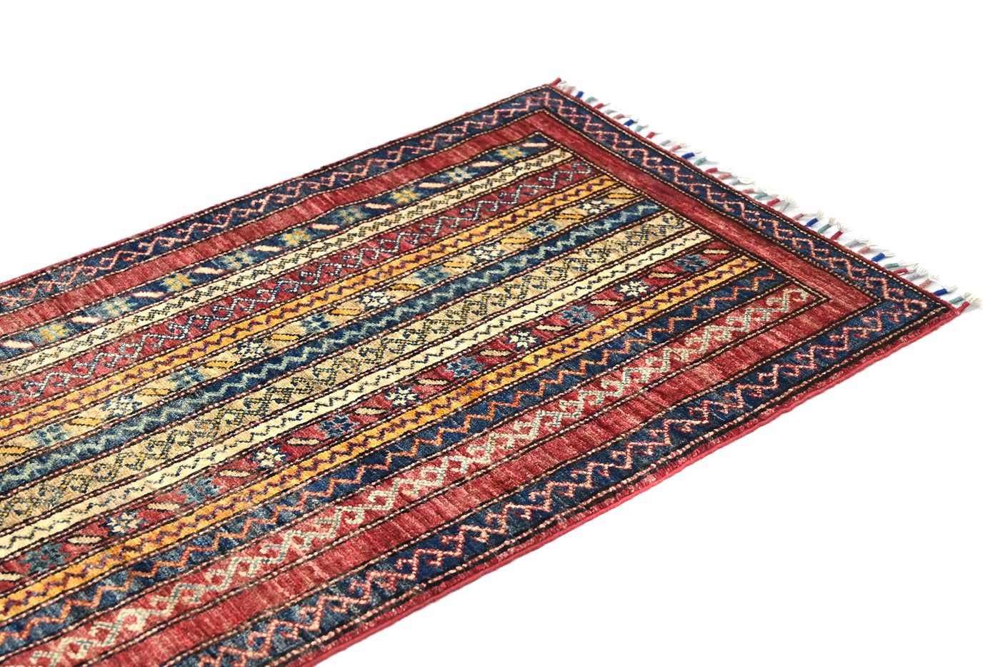 Khorjin Afghan Runner Rug – Crimson Pillar