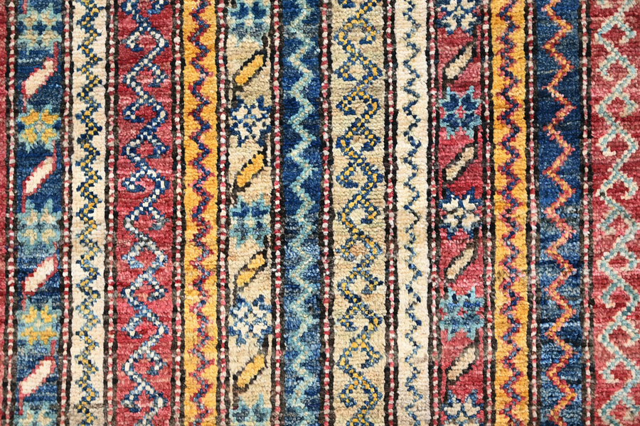 Khorjin Afghan Rug – Crimson Pillar