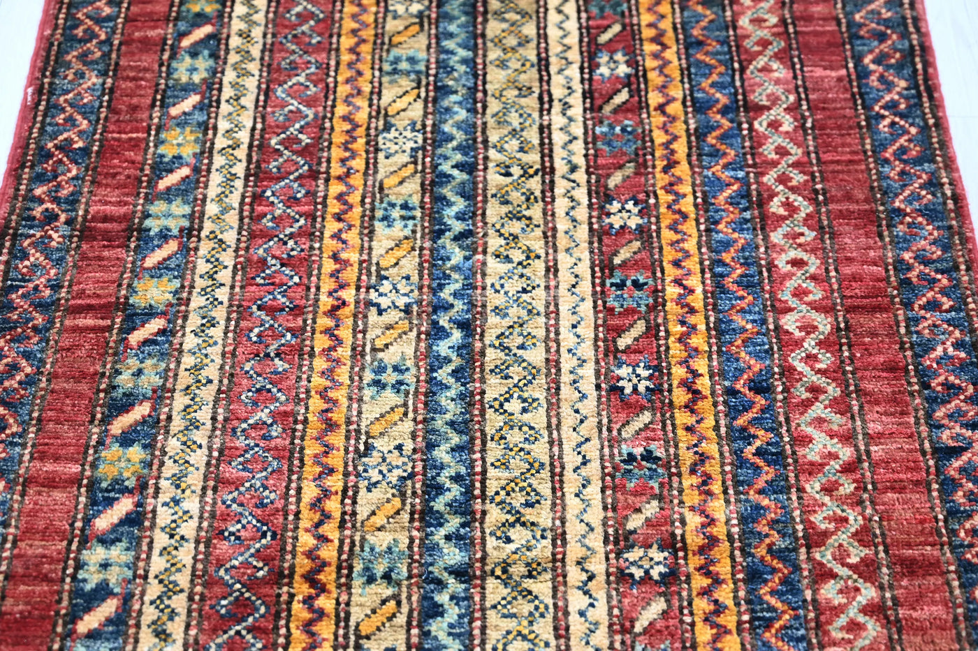 Khorjin Afghan Runner Rug – Crimson Pillar