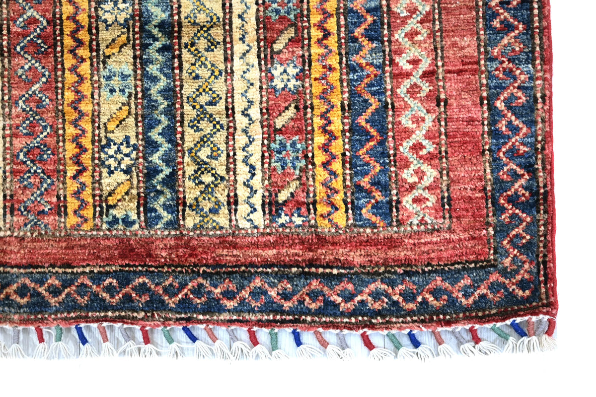 Khorjin Afghan Runner Rug – Crimson Pillar
