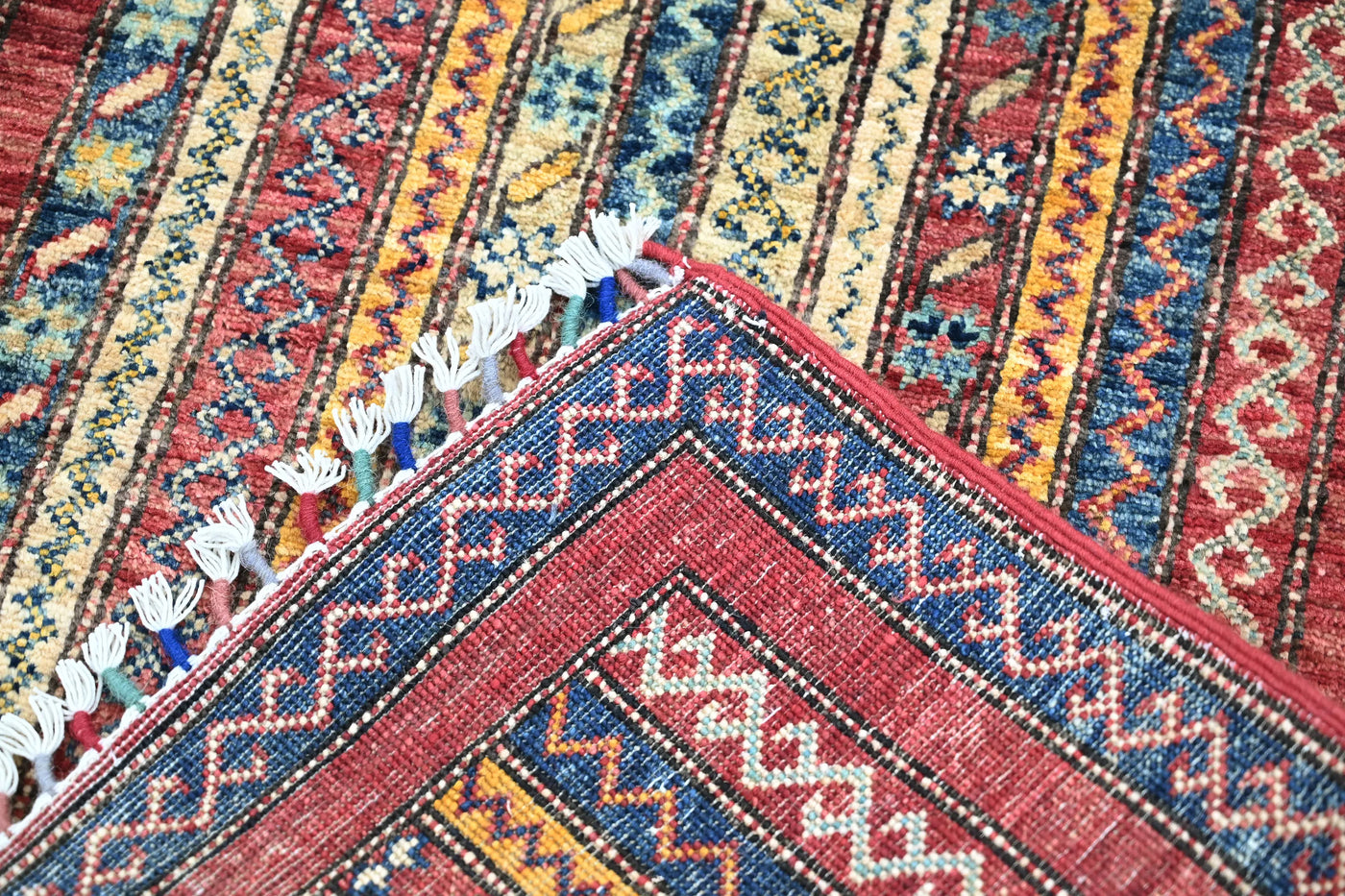 Khorjin Afghan Runner Rug – Crimson Pillar