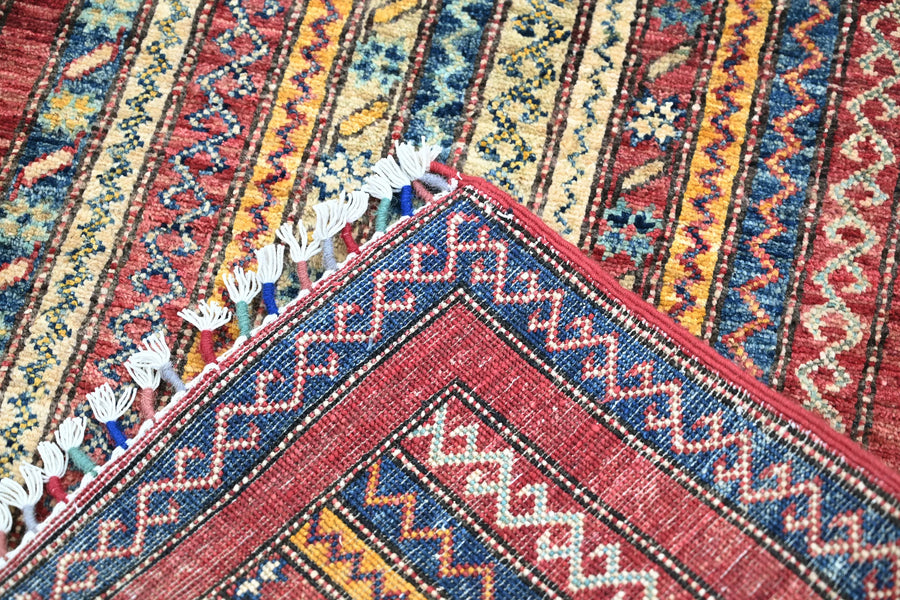 Khorjin Afghan Rug – Crimson Pillar