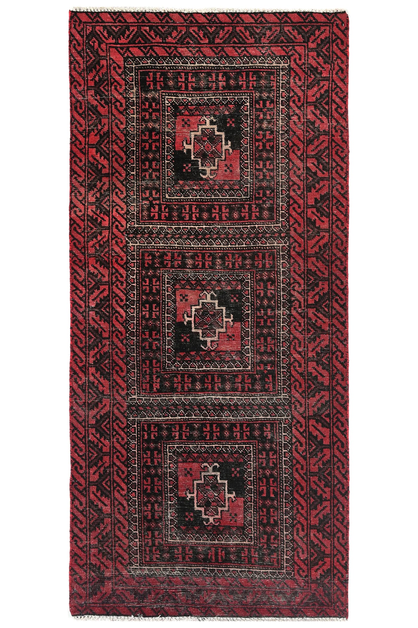 Vintage Baluchi Rug – Obsidian Triptych