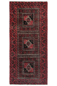 Vintage Baluchi Rug – Obsidian Triptych