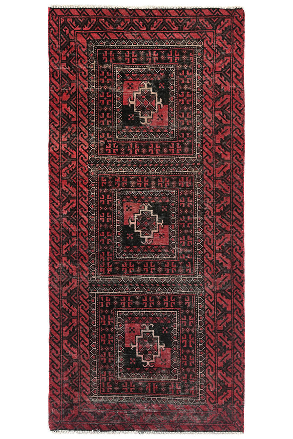 Vintage Baluchi Rug – Obsidian Triptych
