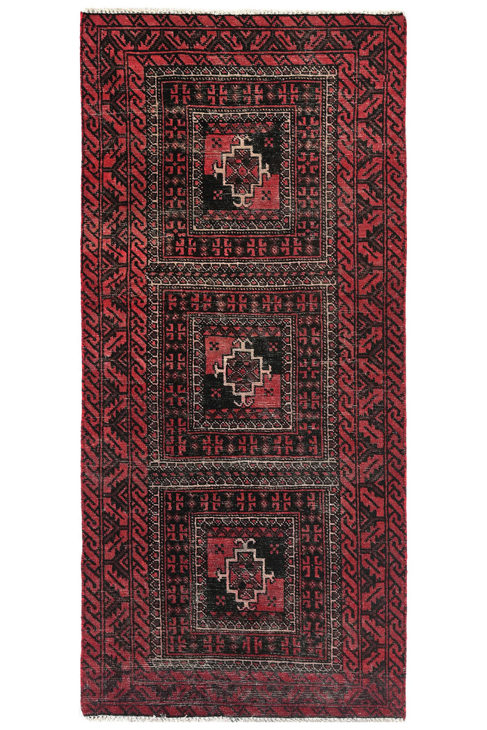 Vintage Baluchi Rug – Obsidian Triptych