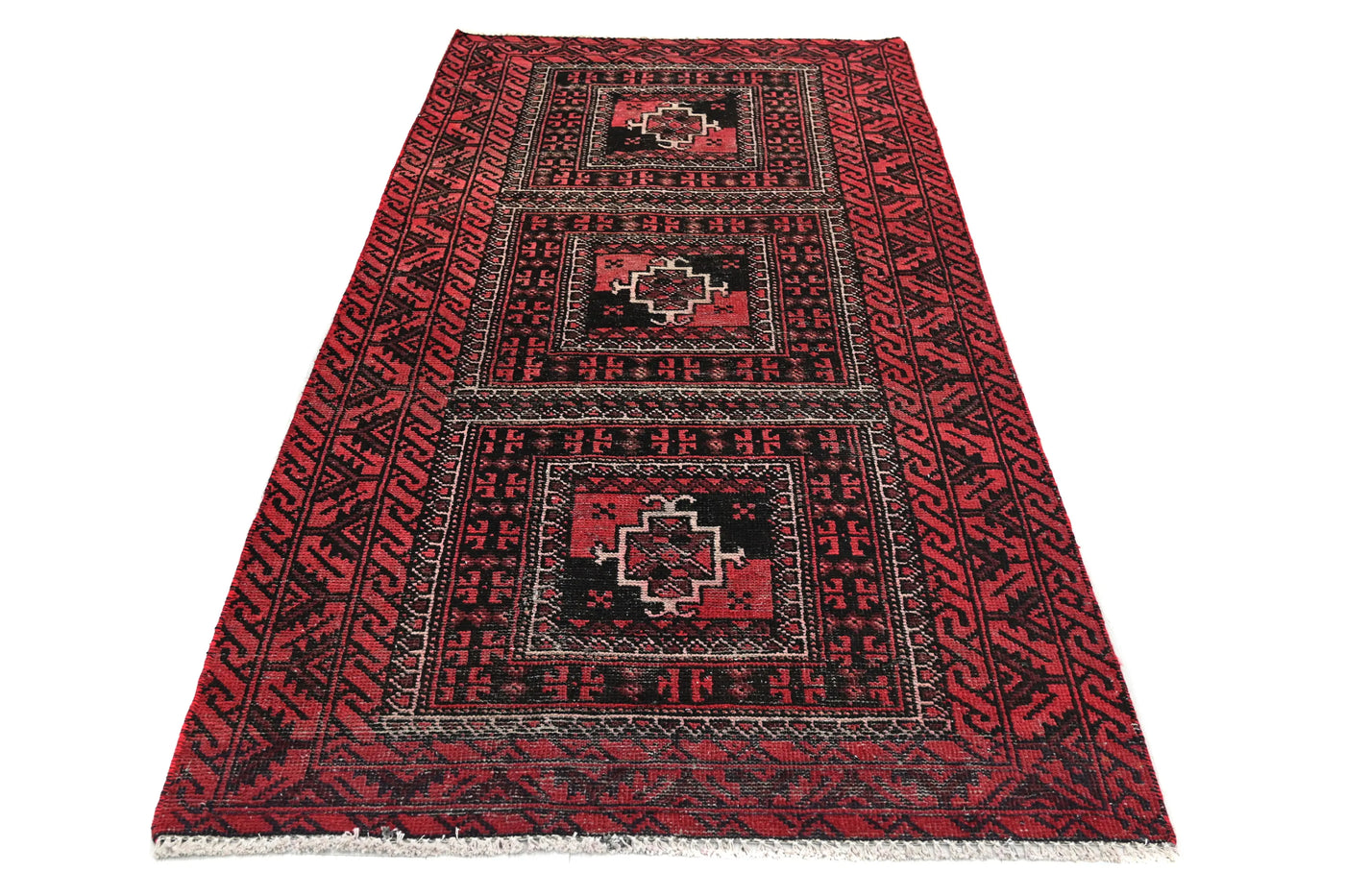 Vintage Baluchi Rug – Obsidian Triptych