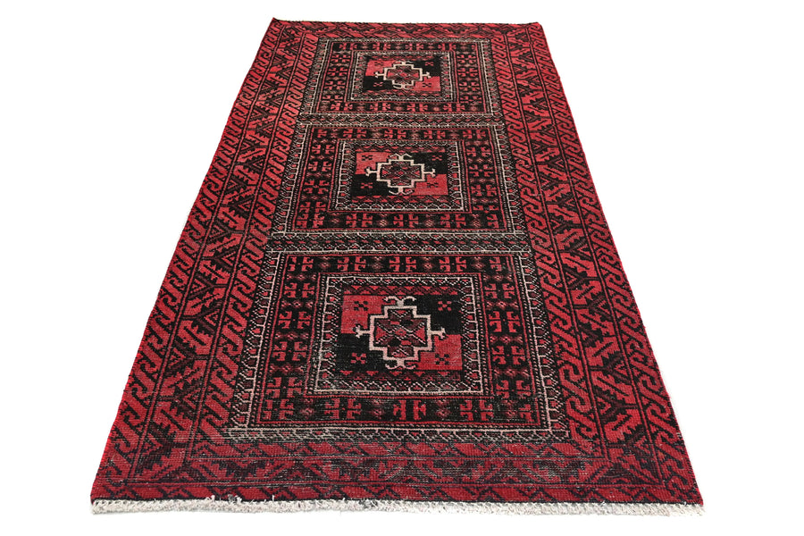 Vintage Baluchi Rug – Obsidian Triptych