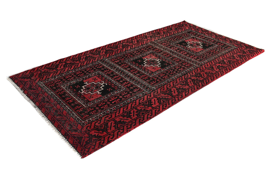 Vintage Baluchi Rug – Obsidian Triptych