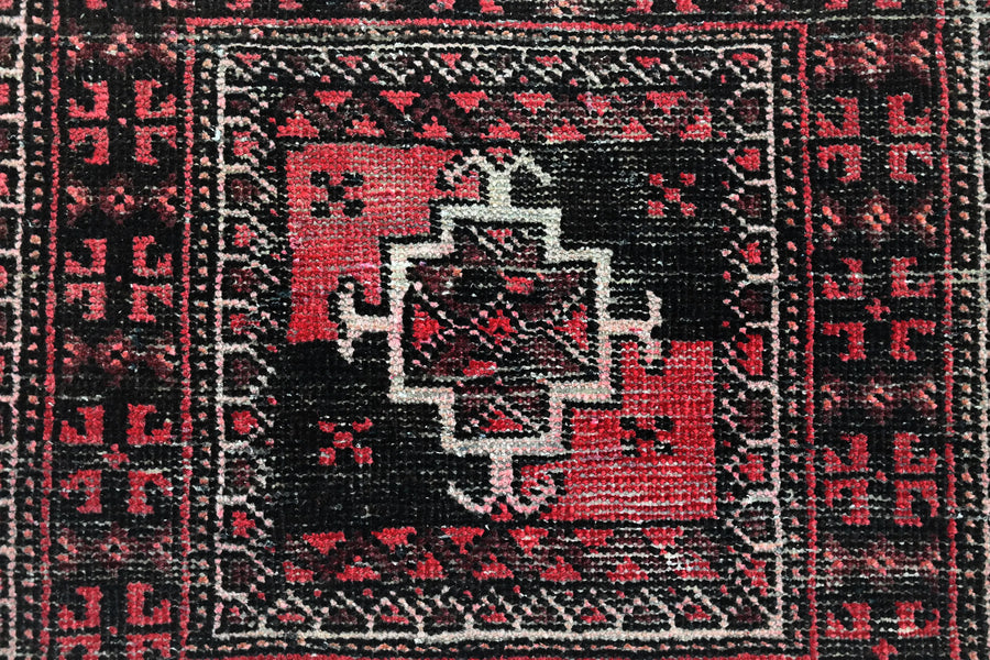 Vintage Baluchi Rug – Obsidian Triptych