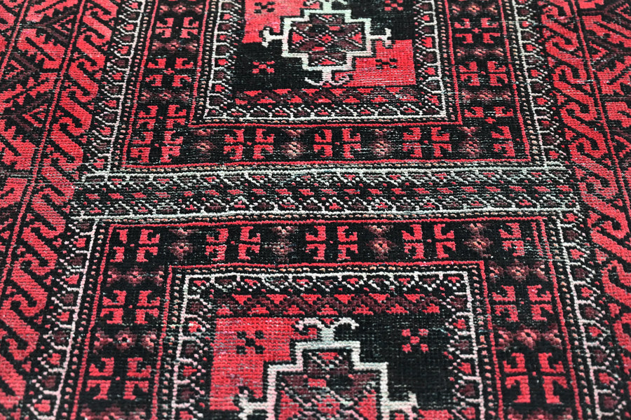 Vintage Baluchi Rug – Obsidian Triptych