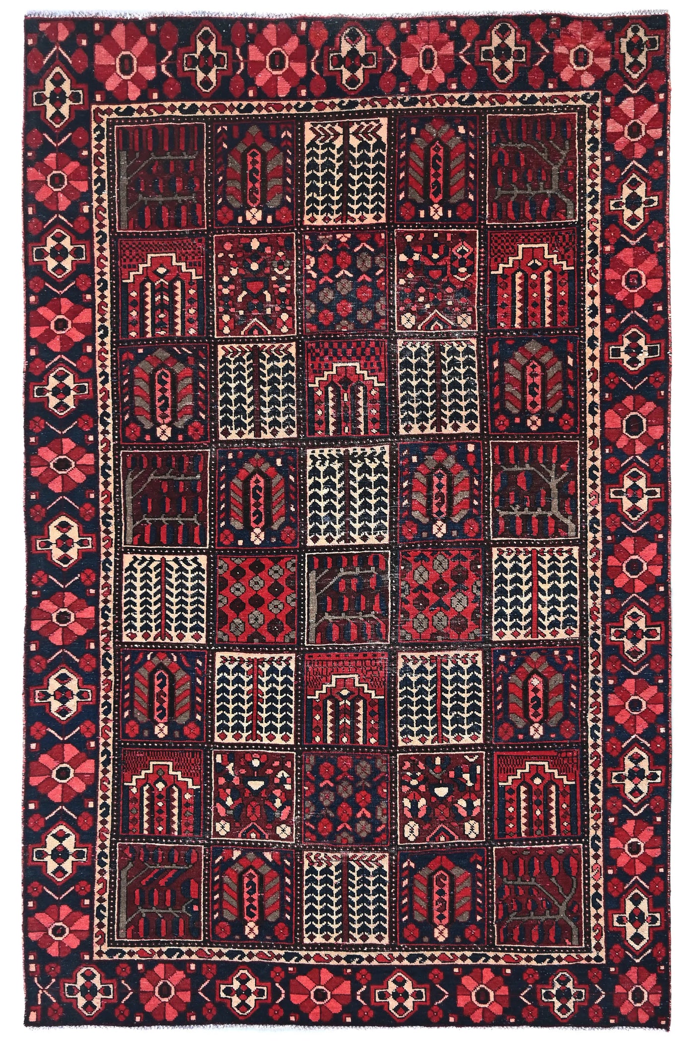 Vintage Bakhtiari Rug – Crimson Khesti