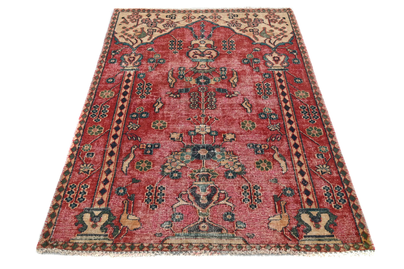 Vintage Kashan Rug – Ruby Mihrab