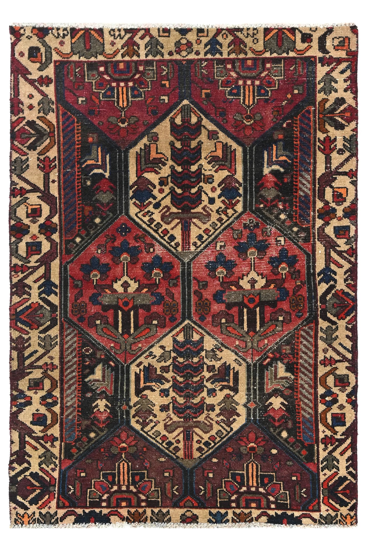 Vintage Bakhtiari Rug – Crimson Oasis