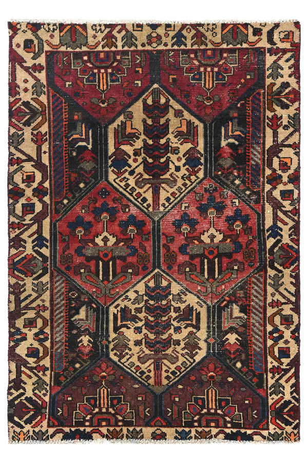 Vintage Bakhtiari Rug – Crimson Oasis